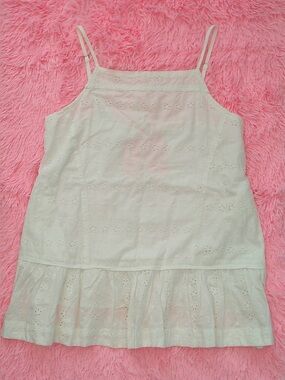 NWT Free People Caught Up Tunic Top Cotton Embroidered Eyelet Ruffle Ivory S